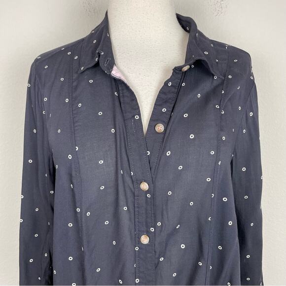 Maeve Black White Circle Print Button Down Top / Tunic Medium - Picture 10 of 10